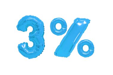 yalıtılmış zemin üzerine mavi renk balonları yüzde üç. indirimler ve satış