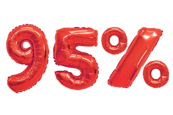 Noventa Cinco Por Cento Balões Cor Vermelha Fundo Isolado Descontos — Fotografia de Stock