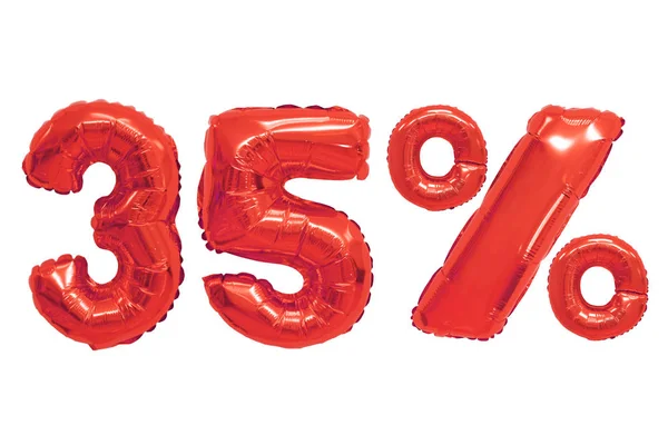 Vijfendertig Procent Ten Opzichte Van Rode Kleur Ballonnen Geïsoleerde Achtergrond — Stockfoto