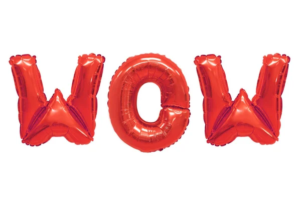 Mot Wow Alphabet Anglais Ballons Rouges Sur Fond Blanc Vacances — Photo