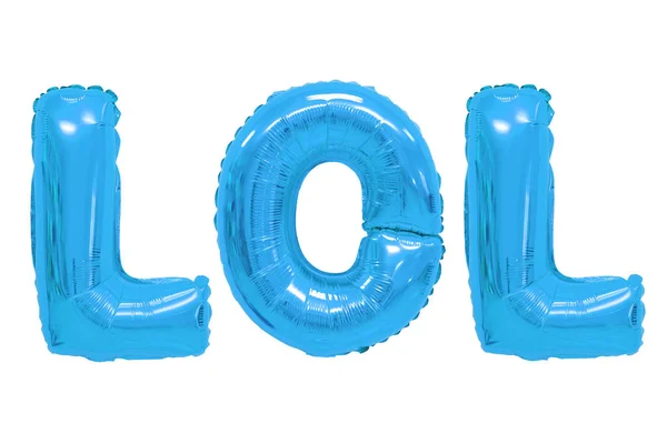 Lol Λέξη Στην Αγγλική Αλφάβητο Από Μπλε Μπαλόνια Λευκό Φόντο — Φωτογραφία Αρχείου