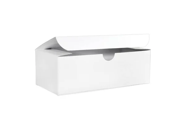 One White Open Box Blank Packing Isolated Background — Stock Photo, Image