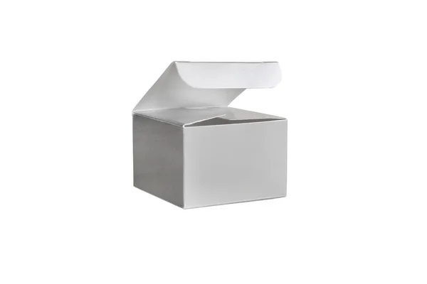 One Grey Open Box Blank Packing Isolated Background — Stock Photo, Image