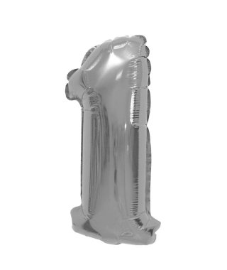 gri, beyaz bir arka plan üzerinde krom balonlar 1 (bir) sayısı. indirimler ve satış, tatil ve eğitim