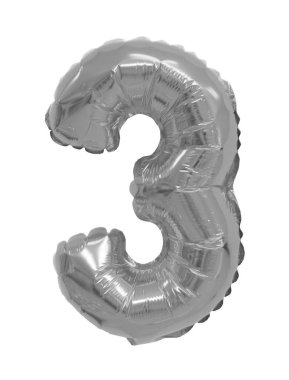 gri, beyaz bir arka plan üzerinde krom balonlar 3 (üç) sayısı. indirimler ve satış, tatil ve eğitim