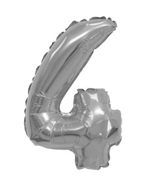 gri, beyaz bir arka plan üzerinde krom balonlar 4 (dört) sayısı. indirimler ve satış, tatil ve eğitim