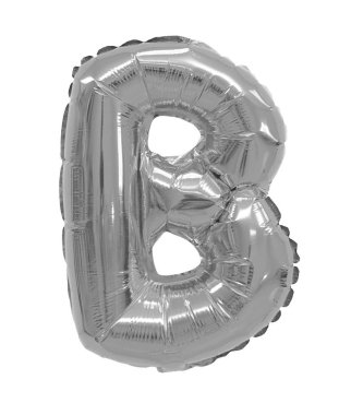 B harfi gri, beyaz bir arka plan üzerinde krom balon