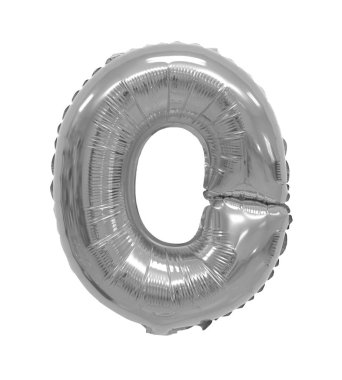 O harfi İngilizce alfabe gri, beyaz bir arka plan üzerinde balon krom