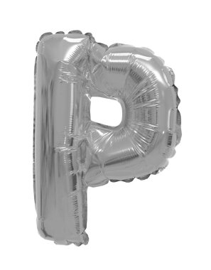 P harfi İngilizce alfabe gri, beyaz bir arka plan üzerinde balon krom