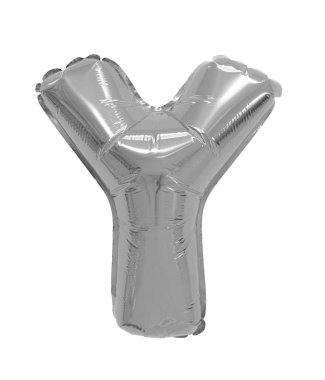 Y harfi İngilizce alfabe gri, beyaz bir arka plan üzerinde balon krom