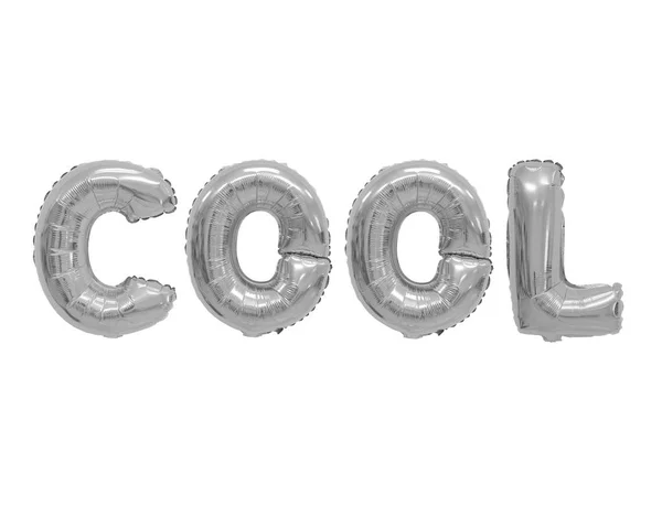 Ordet Cool Engelska Alfabetet Från Grå Chrome Ballonger Vit Bakgrund — Stockfoto