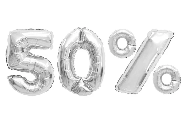 izole arka plan üzerinde krom renk balonları yüzde ellisi. indirimler ve satış