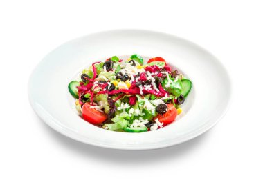 Beyaz arka plan üzerinde Fransız salatası