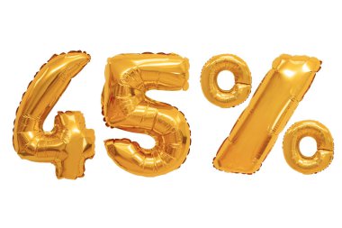 Kırk beş yüzde izole arka planda turuncu renk balonları. indirimler ve satış