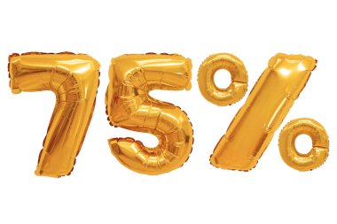 izole arka planda turuncu renk balonları yüzde yetmiş beş. indirimler ve satış