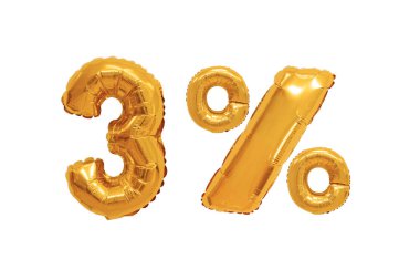 izole arka planda turuncu renk balonları yüzde üç. indirimler ve satış