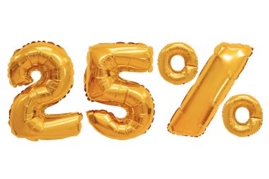 izole arka planda turuncu renk balonları yüzde yirmi beş. indirimler ve satış