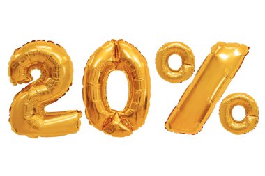 izole arka planda turuncu renk balonları yüzde yirmi. indirimler ve satış