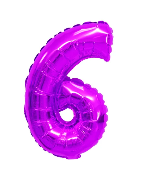 Число Шесть Фиолетовых Воздушных Шаров Белом Фоне Скидки Продажи Праздники — стоковое фото