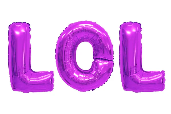 Mot Lol Alphabet Anglais Ballons Violets Sur Fond Blanc Vacances — Photo