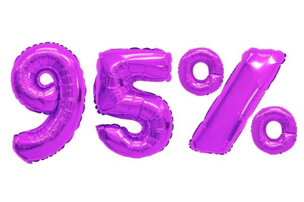 Noventa Cinco Por Cento Balões Cor Púrpura Fundo Isolado Descontos — Fotografia de Stock