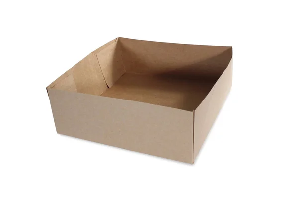 Uma Caixa Marrom Caixa Embalagem Branco Fundo Isolado — Fotografia de Stock