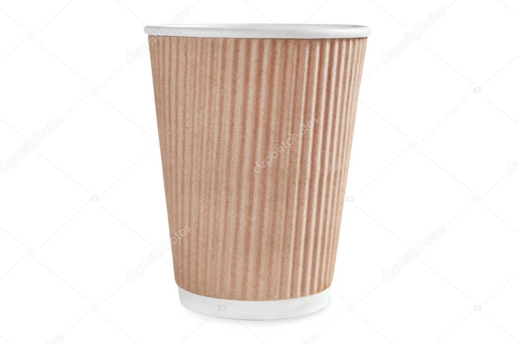 Coffee orange cup. Paper cup on isolated background