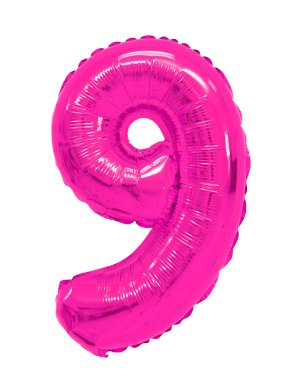 beyaz bir arka plan üzerinde pembe balon 9 (dokuz) sayısı. indirimler ve satış, tatil ve eğitim