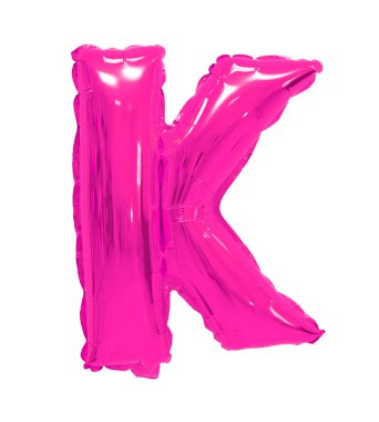 Beyaz bir arka plan üzerinde pembe balon İngilizce Alfabe harf K