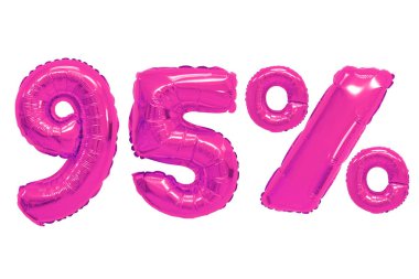 izole arka plan üzerinde pembe renkli balonları yüzde doksan beş. indirimler ve satış