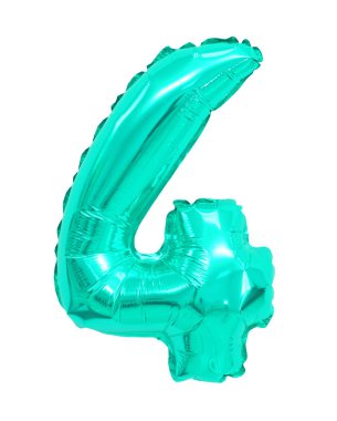 turkuaz renkli balonlar beyaz zemin üzerine dört. indirimler ve satış, tatil ve eğitim