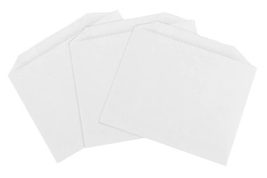 Birkaç kağıt poşet şeker için. İzole arka plan üzerinde beyaz çanta paketi şablonu.