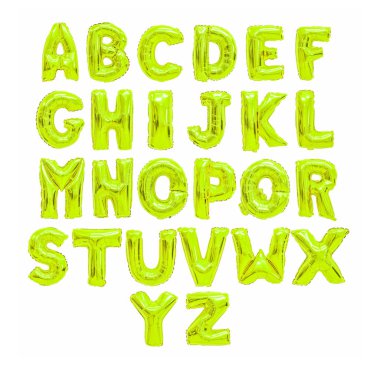 İngilizce alfabe kireç renkli