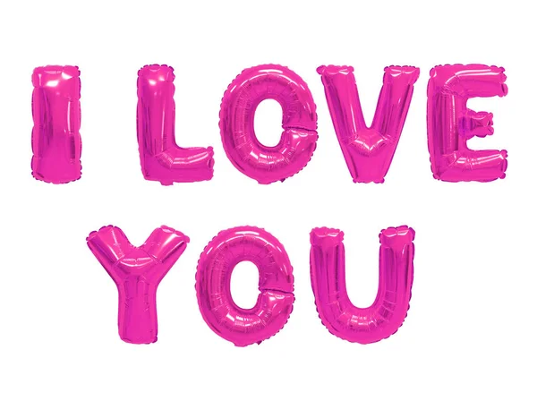 Wort Ich Liebe Dich Englischen Alphabet Aus Rosa Luftballons Auf — Stockfoto
