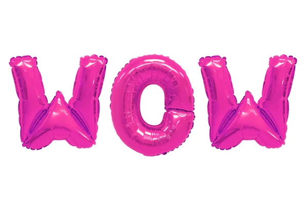 单词哇在英语字母表从粉红色气球在白色背景上 假期和教育 — 图库照片