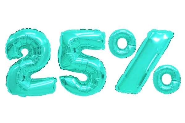 turkuaz renkli balonlar izole arka plan üzerinde yüzde yirmi beş. indirimler ve satış