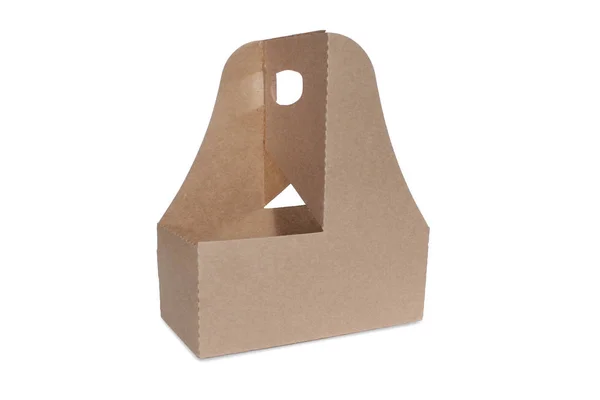 Eve servis kahve tutucu. İzole beyaz zemin üzerine karton bardak tutucu.