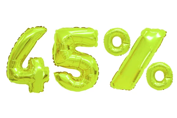 Vijfenveertig Procent Ten Opzichte Van Lime Kleur Ballonnen Geïsoleerde Achtergrond — Stockfoto