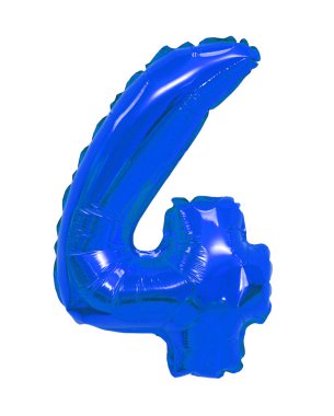 beyaz zemin üzerinde mavi balon 4 (dört) sayısı. indirimler ve satış, tatil ve eğitim