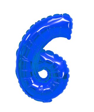 beyaz zemin üzerinde mavi balon 6 (altı) sayısı. indirimler ve satış, tatil ve eğitim