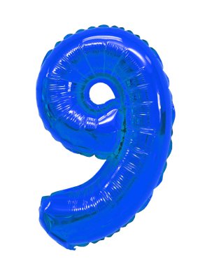beyaz zemin üzerinde mavi balon 9 (dokuz) sayısı. indirimler ve satış, tatil ve eğitim