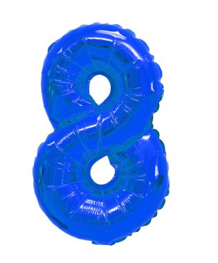 beyaz zemin üzerinde mavi balon 8 (sekiz) sayısı. indirimler ve satış, tatil ve eğitim