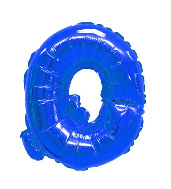 Harf Q İngilizce alfabe balon beyaz zemin üzerine mavi