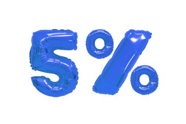 izole arka plan üzerinde koyu mavi renk balonları yüzde beş. indirimler ve satış