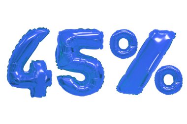 Kırk beş yüzde izole arka plan üzerinde koyu mavi renk balonları. indirimler ve satış