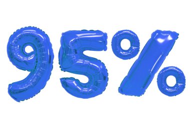 izole arka plan üzerinde koyu mavi renk balonları yüzde doksan beş. indirimler ve satış