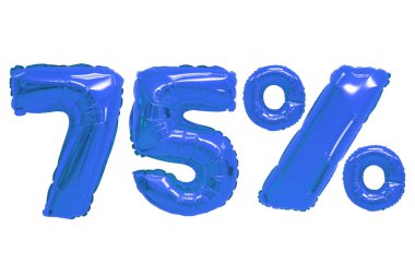 izole arka plan üzerinde koyu mavi renk balonları yüzde yetmiş beş. indirimler ve satış