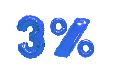 izole arka plan üzerinde koyu mavi renk balonları yüzde üç. indirimler ve satış