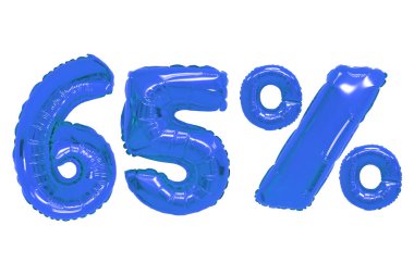izole arka plan üzerinde koyu mavi renk balonları yüzde altmış beş. indirimler ve satış