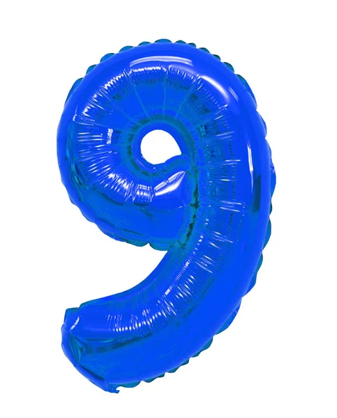 Number Nine Blue Balloons White Background Discounts Sales Holidays Education — Stock Photo, Image